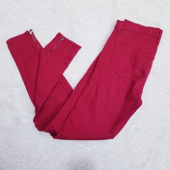 J Brand Red Burn Ankle Crop zippers Slim Skinny - Picture 2 of 8
